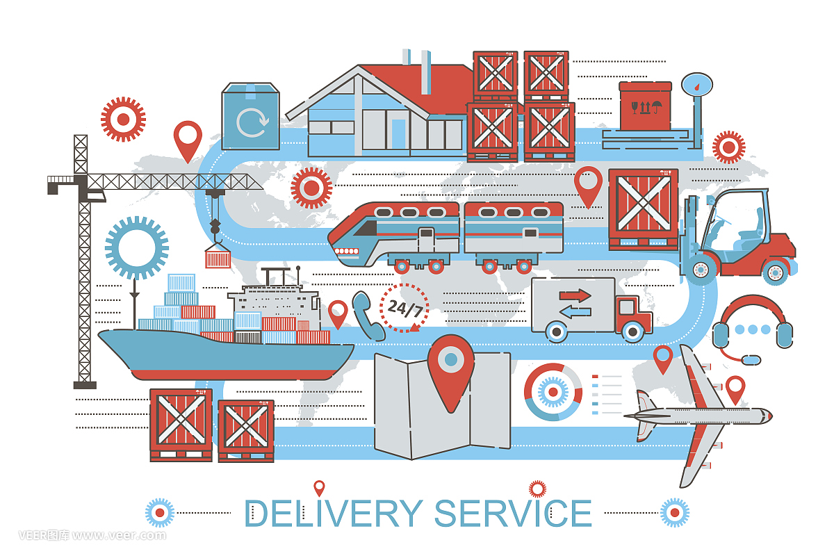 现代平细线设计配送物流货物服务理念